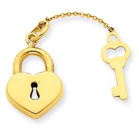 Brand New 14k Pretty Yellow Gold Heart with Key Charm  