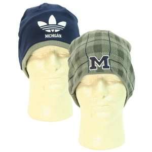   Wolverines Reversible Plaid / Solid Winter Knit Hat   Blue / Gray