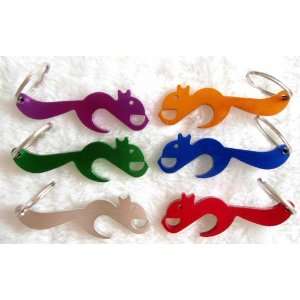  6 x Metal Squirrel Shape Bottle Openers with Keyring 
