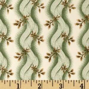  44 Wide Fancy Hill Farm Squiggle Stripe Olive Fabric By 