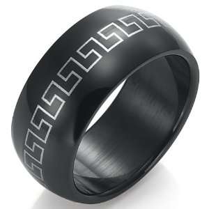 Greek Style Mens Ring 316l Stainless Steel Band 10mm Jewellery   Free 