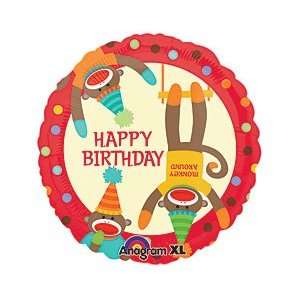  Happy Birthday Sock Monkey Polka Dots Cartoon Red Hats 