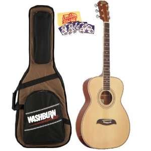 Oscar Schmidt by Washburn OF2 Folk Size Acoustic Guitar Bundle with 