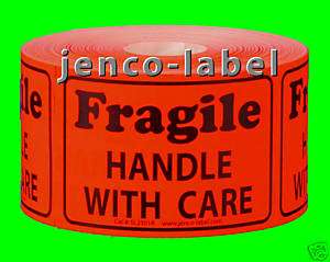 SL2301R,500 2x3 Fragile Handle With Care Shipping Label  