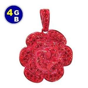  4GB Luxury Crystal Rose Flash Drive (Red) Electronics