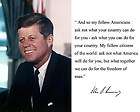 President John F. Kennedy JFK Quote Facsimile Autograph