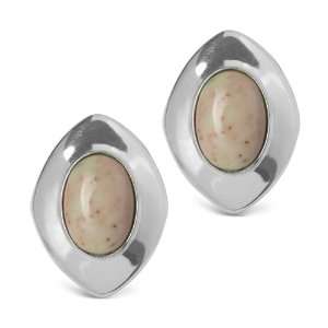  Sterling Silver Willow Creek Jasper Button Earrings 