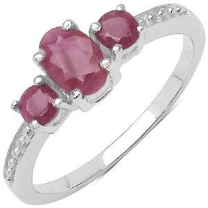  0.80 Carat Genuine Ruby Sterling Silver Ring Jewelry