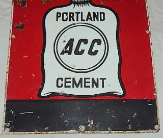 ACC PORTLAND CEMENT Vintage Porcelain Enamel Sign 1940  