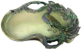 Art Nouveau Peacock Tray Deco Plate  