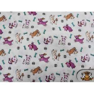   Flannel Dogs Light Lavender Brown / By the Yard 