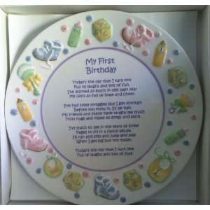  First Birthday Poem and Art Work on a Plate Gift Hand 