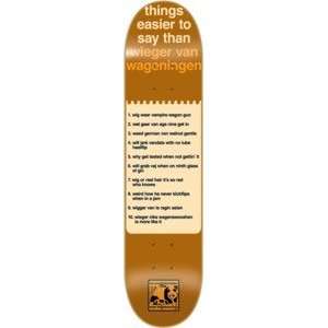 Enjoi Wieger van Wageningen Resin 7 TMI Skateboard Deck   8 x 31.9 