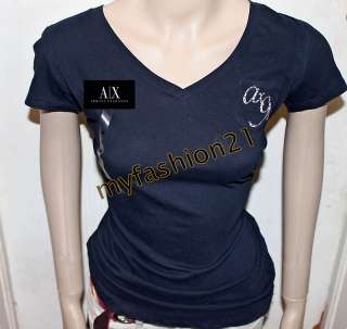 NWT Armani Exchange A/X AX WOMEN Angels wings V Neck T Shirts top 