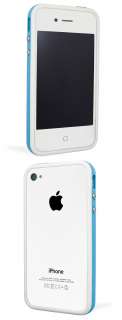 White Baby Blue Hard Bumper Case Cover W/ Metal Buttons For Apple 