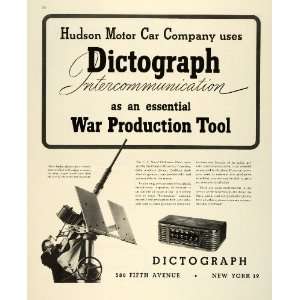  1943 Ad Dictograph Microphone Amplifier Hudson Motor Car 