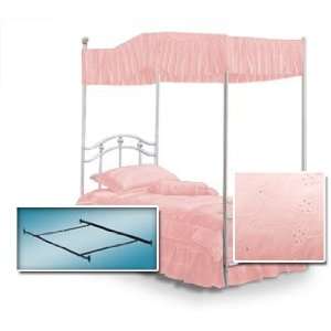 Twin Princess Bed Frame & Canopy Frame with Fantasy Eyelet Pink Canopy 