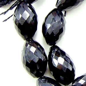 Black Spinel Faceted Oval 13 Beads 8 10 mm. 56 Ct.  