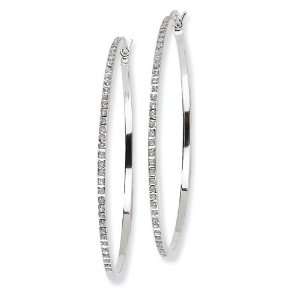  Sterling Silver Diamond Mystique Round Hinged Hoop 