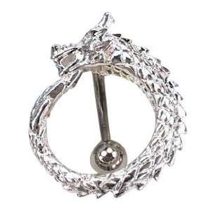  Dramatic Dragon Tail Steel Belly Ring Curved Barbell 