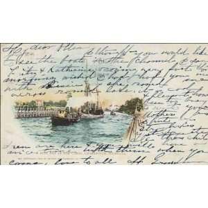  Reprint Charlevoix MI   A Busy Day in the Canal