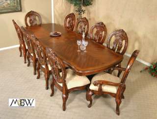 11 Piece Mahogany Double Pedestal Table w/ 10 Chairs Dining Room Set