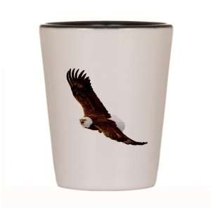  Shot Glass White and Black of Bald Eagle Flying 