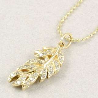 Sydney Evan Small Feather Diamond Necklace Fine Jewelry  