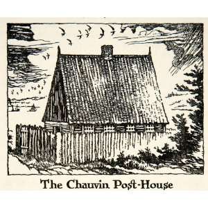  1947 Lithograph Chauvin Post House Quebec Canada Trading 