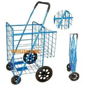 Blue Folding Shopping Cart with Double Basket  Jumbo size 