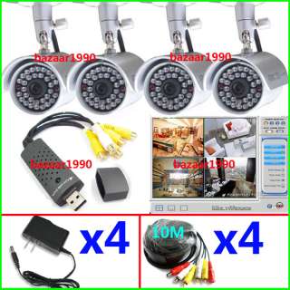 IR CCTV security camera Kit+4CH USB DVR+10m Cable04  