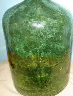 Vintage Green Glass Water Jug Carboy Wine 5 Gal  