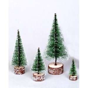   Pack of 24 Green Frosted Artificial Village Christmas Trees 7   Unlit