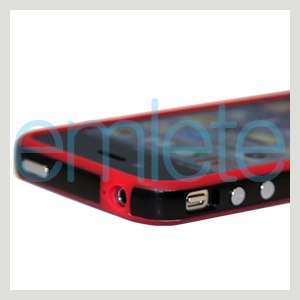 New Apple iPhone 4 4G Black+Red Bumper Case Cover with Metal Volume 