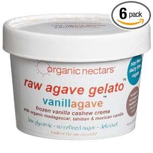 Organic Nectars Raw Agave Gelato, Vanillagave, 8 Ounce Cups (Pack of 6 