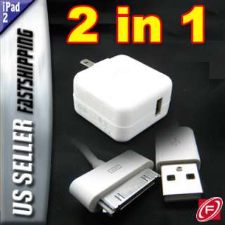 10W USB Power Adapter + Sync Cable For iPad 2 iPhone 4  