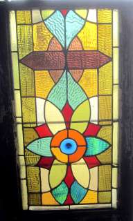 ANTIQUE AMERICAN STAINED GLASS WINDOW ~ VERY COLORFUL ~ ARCHITECTURAL 