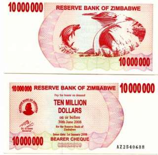 This is a set of 11 Zimbabwe banknotes (uncirculated unless noted)