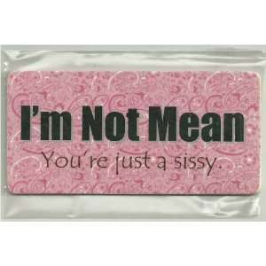 Pink Paisley Sign Saying, IM NOT MEAN Youre just a sissy. Magnetic 