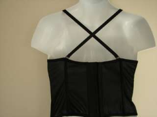 Black lace boned corset bustier multi way strap 34C bra Charity  