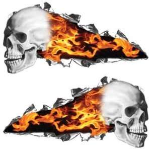 Flaming Ripped Skull Flames Inferno   3 h x 6 w 