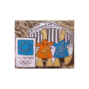  ATHENS 2004 OLYMPIC MASCOTS ATHENA & PHEVOS AT PARTHENON 