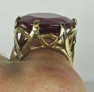 5199 Victorian 10k Yellow Gold 23.96ctw Cushion Cut African Ruby Ring 