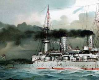   Fine Art Nautical Print BATTLESHIP SMS KAISER WILHELM II In Heavy Seas