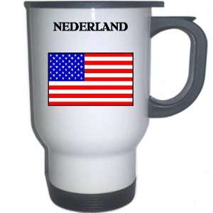  US Flag   Nederland, Texas (TX) White Stainless Steel Mug 