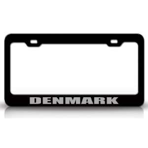 DENMARK Country Steel Auto License Plate Frame Tag Holder, Black 