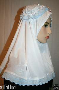 Girls Amira 1Pc Scarf Hijab W/Lace Hejab Kids 0 6yr Eid  