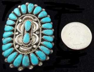 Vntg OLD PAWN Native American Sterling Silver +Turquoise Pettipoint 
