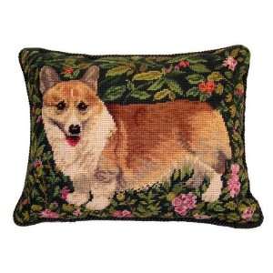  Wesh Corgi Dog Needlepoint Throw Pillow   12 x 16
