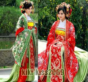 China Kimono Tan Dynasty Green/Red Gorgeous Han Fu Custom made Full 